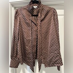 Elegant Brown Polka Dot Blouse
